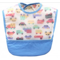 日本防水幼兒魔術貼飯衣 (無袖--小汽車藍色)